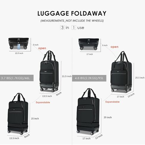 Verage Expandable Foldable Luggage Bag Collapsible Suitcases Rolling Travel Duffel Bag Lightweight Suit Case with Detachable Spinner Wheels in Saudi Arabia