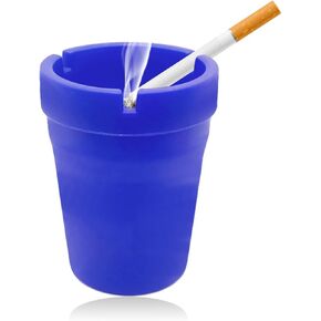 Car Ashtray Container, Cigarette Self-Extinguishing Auto Cup Ash Holder, Portable Custom Plastic Smokeless Bucket Ashtray for Most Vehicles, Universal Car Accessoires (Blue)