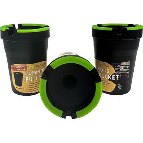 3 Pack Glow in the Dark Butt Bucket Ashtray Cigarette Self-Extinguishing Cup Car Ash Holder Portable Truck Home Office Black smell proof cenicero para carro bean bag handheld