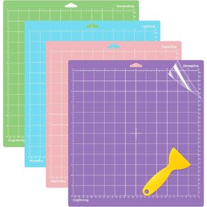 WISYOK 4 Pack 12x12 Inch Cutting Mats for Cricut Explore Air 2/Air/One/Maker, Adhesive Sticky Replacement Cut Mats (Standard, Light, Strong, Fabric) for Crafts, Quilting, Sewing