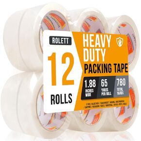 Packing Tape, 12 Rolls Shipping Tape, Heavy Duty Packaging Tape 1.88" x 65 Yards, 780 Total Yards, Clear Packing Tape Refills for Shipping Packaging Mailing, Strong Seal on All Box Types