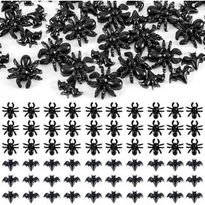 60pcs Mini Bats and Mini Spiders, Tiny Resin Bats Miniature Spiders Small Resin Spiders Halloween Miniatures for DIY Crafts Home Miniature Landscape Decoration