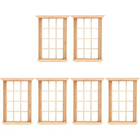 Angoily 1: 12 Scale Dollhouse Windows, 6 PCS Simulated Twelve Lattice Miniature Wooden Windows Frame Miniature Windows Photograph Props, Dollhouse Miniatures 1:12 Scale