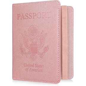 RSAquar Passport Holder for Women and Men, Premium PU Leather Travel Passport Wallet RFID Blocking Passport Cover Travel Documents Organizer (JD-Blue)