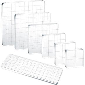 7Pcs Acrylic Stamp Block Clear Stamping Blocks Tools Set Assorted Sizes Stamp Blocks with Grid Lines for Scrapbooking Crafts Card Making in Saudi Arabia