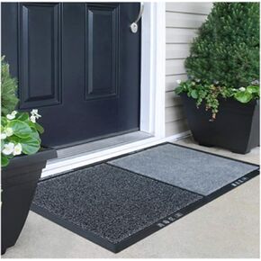 SINOPED 17.7 * 31.5 inch Doormat with Dry and Wet Area for dedusting,disinfecting Entrance Mat Outdoor Lab School Hospital (Brown, 17.7 * 31.5inch)