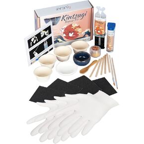 Kintsugi Repair Kit for Ceramics, Kintsugi Japanese Pottery Repair Kit w/Practice Bowls, Gold Powder, Pottery Repair Epoxy Glue, Crafts for All Skill Levels, Restore Meaningful Broken Porcelain Items in Saudi Arabia