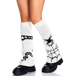 CanB Y2k Leg Warmers Halloween Leg Warmers Spider Knit Socks Cosplay Leg Cover Stockings Two Side Wear Gothic Leg Warmers