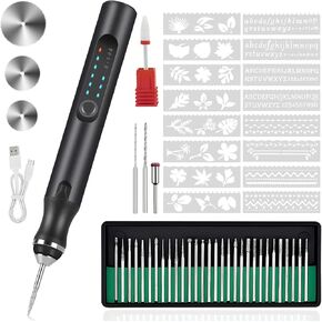 Engraving Pen with 37 Bits, USB Rechargeable Cordless Etching Engraving Tool, Portable DIY Rotary Engraver for Jewelry Wood Glass Stone Carving