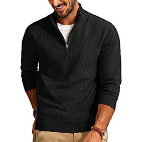 PJ PAUL JONES Mens Quarter Zip Sweaters Casual Polo Pullover Sweaters Knitted Slim Fit Mock Neck Pullovers