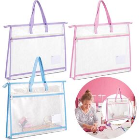 3 Pcs A3 Project Bag for Quilting Craft Storage for Quilters Clear Mesh Design Art Supply Bag Artwork Storage Organize for Artworks Charts and Teaching Material Multipurpose