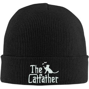 Cat Dad Beanie Hat Winter Cuffed Knit Hat Skull Watch Cap Embroidery Fisherman Beanies for Women Men Unisex