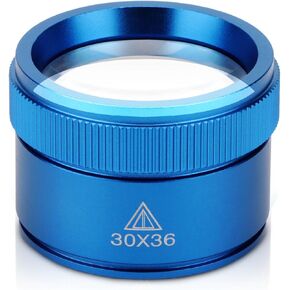 Rongon Jewelers Loupe Magnifier 30X Portable Magnifying Glasses Optics Lens Mini Magnifiers Repair Tools for Reading Jewelry Gems Scope Stamps Crafts Watch Book (Blue, 30X40MM)
