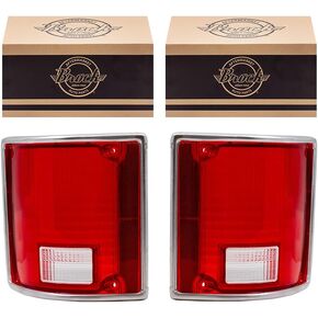 Brock Replacement Driver and Passenger Set Tail Lights Lens with Chrome Trim Compatible with 5968329 5968330.