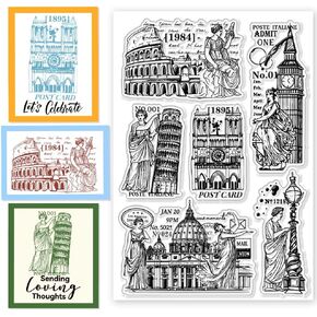 CHGCRAFT Silicone Clear Stamps Buildings Custom Plastic Stamp for DIY Scrapbooking Photo Album Decorative Cards Making Stamps for Holiday Card Making Album Crafts