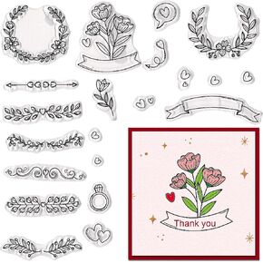 Hying 4 PCS Maple Leaves Clear Stamps for Card Making, Fall Leaf Rubber Stamps Autumn Leaves Transparent Stamp Seal for Crafting DIY Scrapbooking Photo Album Decorations