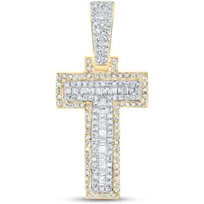 Jewels By Lux 10K Yellow Gold Mens Baguette Diamond Initial Letter Charm Pendant in Saudi Arabia
