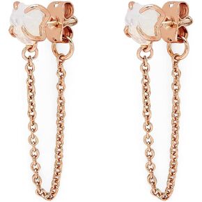 Pura Vida Rose Gold-Plated Raw Gem Chain Wrap Earrings - Brass Base, Sterling Silver Posts - 1 Pair