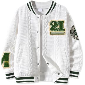 HIHA Boys Baseball Jackets Kids Varsity School Jacket Letterman Outerwear Fall Winter Coat