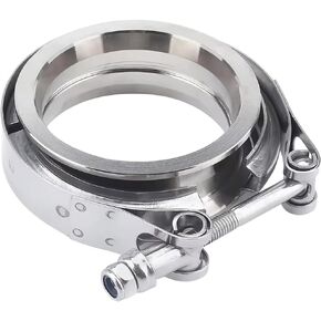 3 Inch Car V Band Clamp with Male Female Flange Assembly, Stainless Steel Quick Release Vehicle Exhaust V Band Clamp for Turbo, Downpipes, Exhaust Systems, Univeral for Most Cars