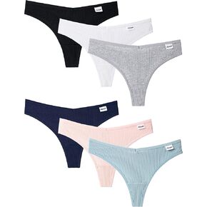 Kiench Teens Thongs Underwear Cotton 6-Pack Big Girls' Low Rise V Waist Hipster Panties