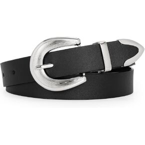 LEACOOLKEY Women Leather Belt for Jeans Ladies Fashion Leather Waist Belt with Metal Buckle Width 1.1"