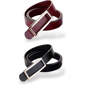 Women's Belts Soft Genuine Leather Belts Waist Belt Gold Solid Color Rectangle Buckle Waistband For Pants, Jeans