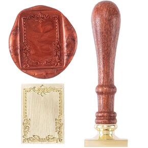 Photo Frame Wax Seal Stamp Kit, Vintage Brass Sealing Wax Stamps Head & Removable Wooden Handle, Rectangle Picture Frame Seal Stamps Set for Wedding Invitations Cards Envelopes Gift Packing