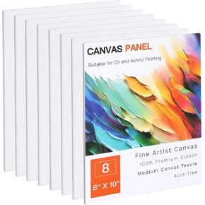 FIXWAL Canvas Boards for Painting 36 Pack, 8 x 10 Inch Canvases for Painting Art Paint Canvas Panels Gesso Primed White Blank Flat Canvas Boards Acrylics Oil Watercolor Tempera Paints