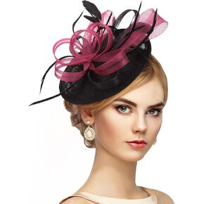 Black Feather Fascinators Headband - 2024 Vintage Kentucky Derby Hats Mesh Victoria Tea Party Hat for Women