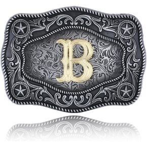 Initial Belt Buckle Western Cowboy Belt Buckle Texas Belt Buckle with Letter for Men Women
