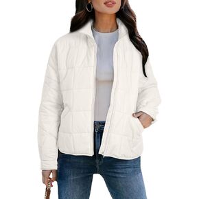 EVALESS Womens Quilted Puffer Jackets Lightweight Long Sleeve Zip Up Winter Coats Fashion 2024 Fall Outfits With Pockets