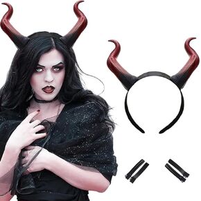 Devil Horns Headband Red Cosplay Horn Hair Hoop Gothic Beauty Halloween Dress Up Hair Accessories Hairdress for Halloween Christmas Party Dress Up