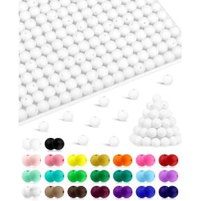 180PCS FIVEIZERO Small Silicone Beads, 30 Colors 9mm Silicone Beads Focal Beads Rubber Round Beads Mixed Color Silicone Beads Bulk for DIY and Keychain Accessories Silicone Beads Crafts Making