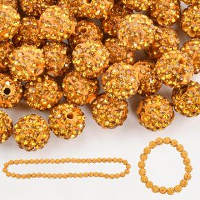 100pcs 10mm Rhinestone Clay Beads for Crafting - Ice Collection Baseball Bling Style, Round Shamballa Disco Ball Design, Fancy Sparkle for DIY Jewelry Making Christmas Decor (10 Colors)