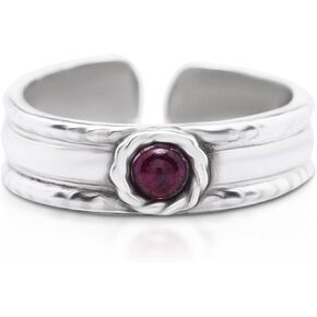 Round Garnet Adjustable Midi Knuckle/Toe Ring - Delicate BOHO Chic Jewelry - Fashionable and Stylish for Women with Velvet Gift Bag/Box - Made by Indian Artisans - Size 6-9