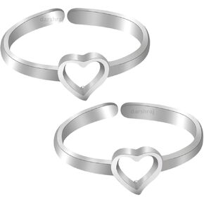 Jewellers Pure Silver Toe Ring 925 Sterling Silver White 18-20 mm Size, Heart Style - Perfect for Any Occasion, Comfortable, Safe for Skin For Women