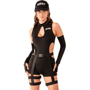 SWAT Team Costume - Women Police Officer Cop Commando Halloween Costume Outfit