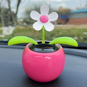 Rose Red Solar Dancing Flower Car Dashboard Decorations - Funny Solar Powered Dancing Flower Pot Car Ornaments Flower Swinging Toy for Car Decor Gifts for Friends Solar Power Learning and Education
