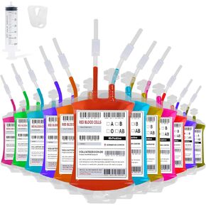 Halloween Blood Bags for Drinks - 12pcs Halloween Blood Bags, 350ML Halloween IV Blood Bags, Blood Bags Drink Pouches for Halloween, Christmas, Vampire Themed Parties and Masquerade