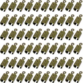 300pcs Stainless Steel Fold Over Cord Ends Fold Over Crimp Caps Ribbon End Clasp Tips Clamp Cord Ends Jewelry Connector for for Jewelry Making/Necklace Cord/DIY Crafts(6 Colors)