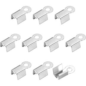 uxcell 1000Pcs Fold Over Cord Ends, 3.5x9mm Terminators Crimp Cap Clasp Tips for Leather Ribbon DIY Craft Making, Silver Tone