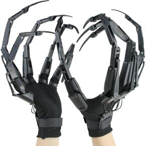 New Articulated Fingers with Fingernails, Articulated Finger Extensions with Gloves, Halloween Finger for Any Costume, Halloween Finger Claws, Need to Assemble Claws Hand, Black Finger+Red Nail