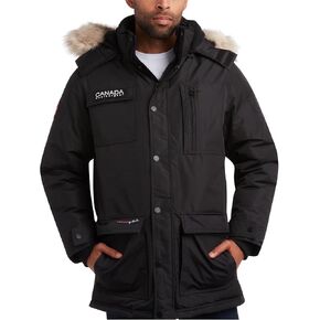 سترة رجالية من CANADA WEATHER GEAR - معطف باركا مبطن بالصوف القطبي ثقيل الوزن مع غطاء رأس من الفرو الصناعي - سترات دافئة للرجال (M-XXL) in Kuwait