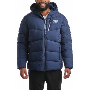 Reebok Men's Puffer Jacket - Comfort Stretch Insulated Puffer Jacket with Hood - Warm Hooded Jackets for Men (S-XXL)