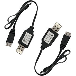 استبدال كابل الشاحن لسيارة SCX24 RC، سيارة SCX10 RC، مسدس كرة رش، كوادكوبتر، طائرة بدون طيار - شاحن بطارية ليبو 7.4 فولت 2S، كابل شاحن USB XH-3P (عبوتان)