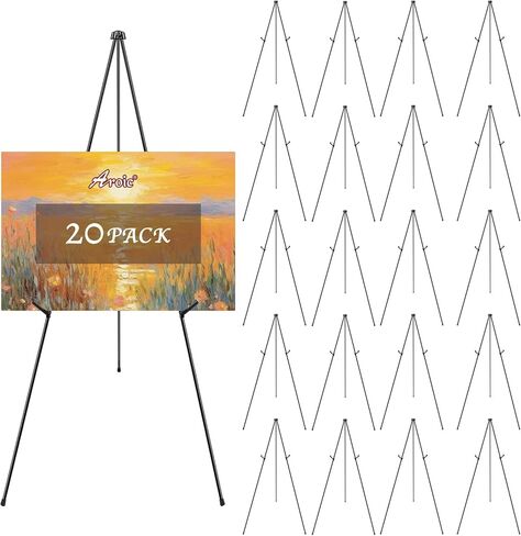 حامل حامل AROIC مقاس 63 بوصة للعرض، حامل معدني محمول قابل للطي، حامل لشعارات الزفاف والفنون والرسم وحوامل أرضية قابلة للتعديل (20 حزمة) in Kuwait