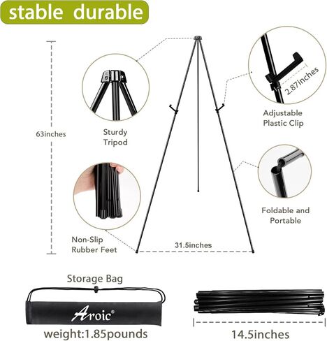 حامل حامل AROIC مقاس 63 بوصة للعرض، حامل معدني محمول قابل للطي، حامل لشعارات الزفاف والفنون والرسم وحوامل أرضية قابلة للتعديل (20 حزمة) in Kuwait