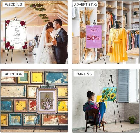 حامل حامل AROIC مقاس 63 بوصة للعرض، حامل معدني محمول قابل للطي، حامل لشعارات الزفاف والفنون والرسم وحوامل أرضية قابلة للتعديل (20 حزمة) in Kuwait