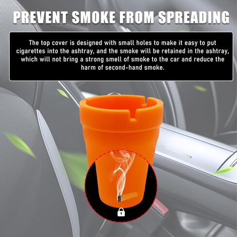 Car Ashtray Container, Cigarette Self-Extinguishing Auto Cup Ash Holder, Portable Custom Plastic Smokeless Bucket Ashtray for Most Vehicles, Universal Car Accessoires (Blue) in Kuwait